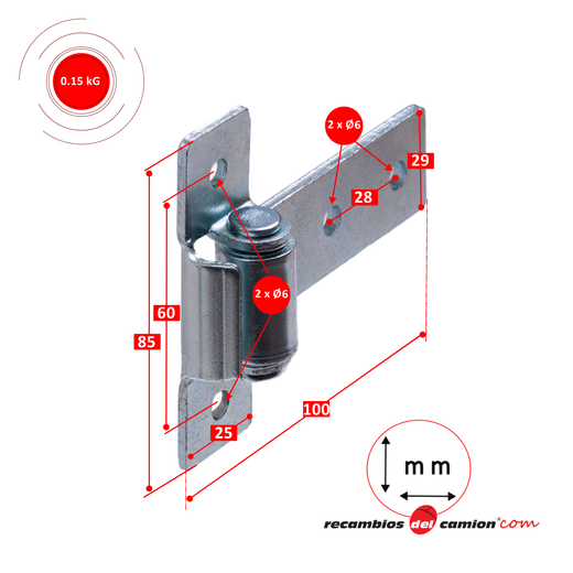Non-removable rectangular hinge 100