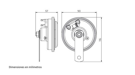 Buzina de prato 24V Leb de som agudo 114 dB