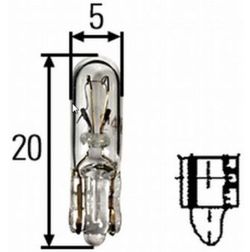 Birne 12V Innenkeil ohne Kappe (Ganzglas) T05 1'2W Armaturenbrettbeleuchtung