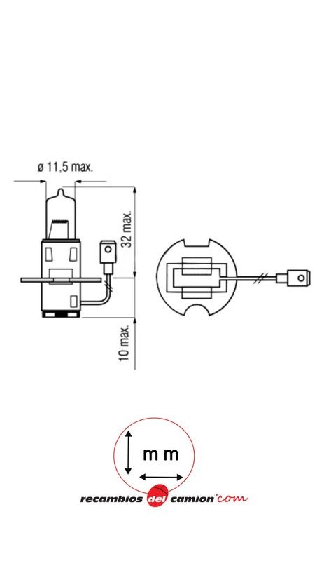 Lampadina illuminazione fari alogena H3 12V 55w attacco PK22s