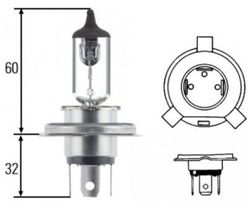 Bombilla H4 12V iluminación faro halógeno 60/55w casquillo P43t