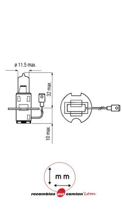 Bulbo H3 24V iluminação farol halógeno 70w soquete PK22s