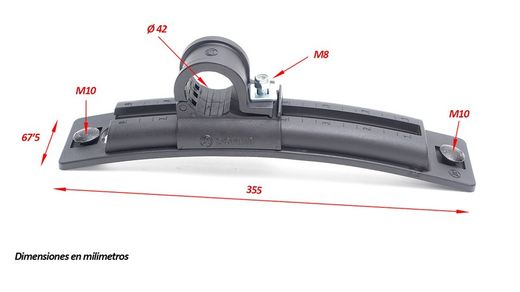 Adjustable rectangular flange Ø 42 mm plastic fender support Domar