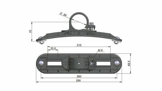 Adjustable plastic flange for tube Ø 54 fender support