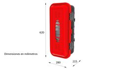 Caja plástico roja (con ventana)/negra para 1 extintor de 6 kg Bawer