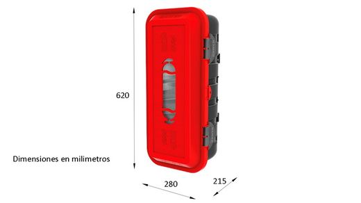 Caja plástico roja (con ventana)/negra para 1 extintor de 6 kg Bawer