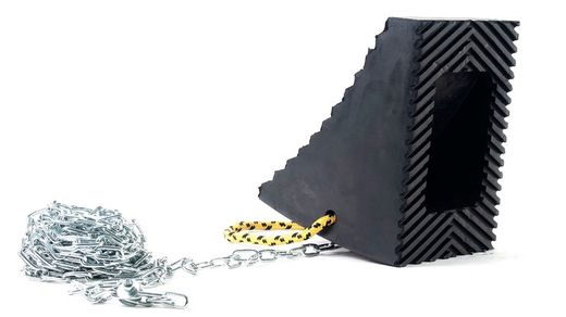 Rubber wheel chock with 6 meter anti-theft metal chain