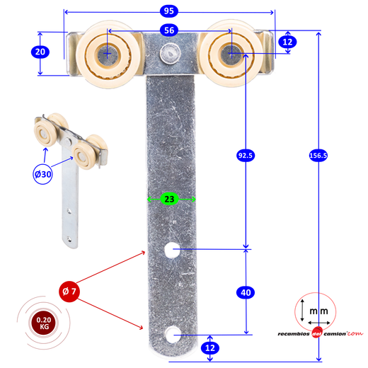Long side canvas pulley plate 156