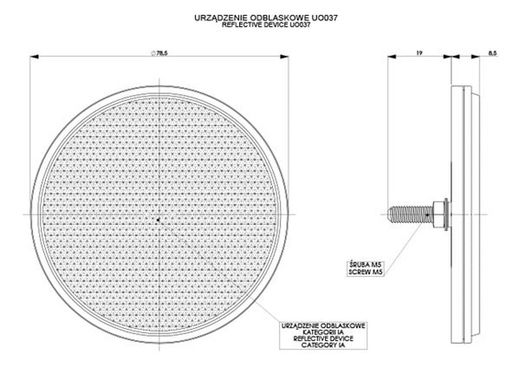 79 mm weißer runder Reflektor (1 Einheit). Schraubbefestigung