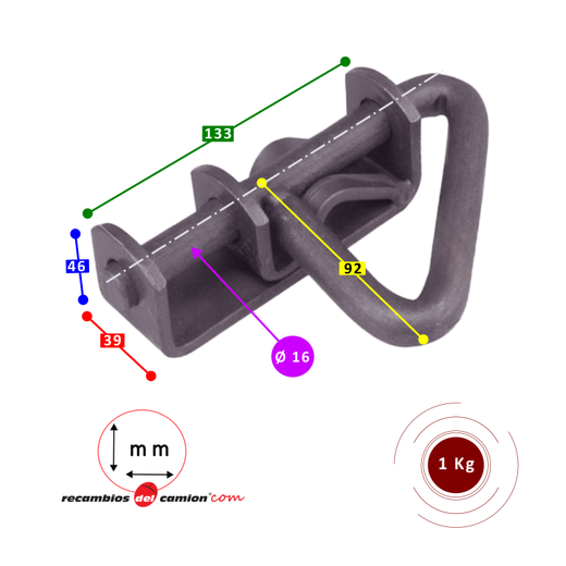 Wrought iron deadbolt with closed handle and base 133