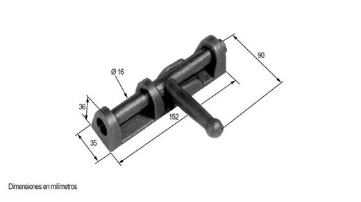 Wrought iron cross handle bolt with base 152