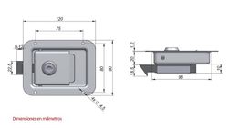 Shiny stainless steel lock with key 120 x 90 mm for drawer