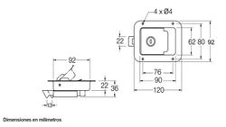 Serrure de tiroir zinguée 120 x 92 mm avec clé