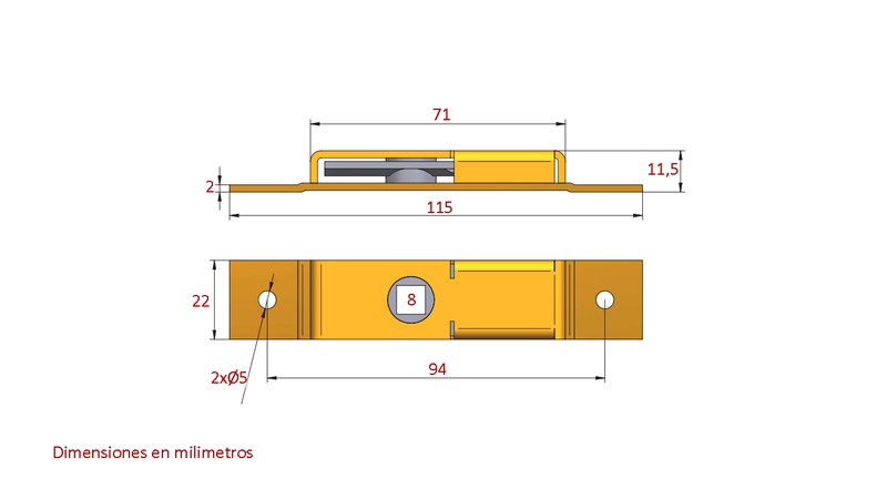 Serrure carrée en acier pour tiroir 08E03160 — Recambiosdelcamion