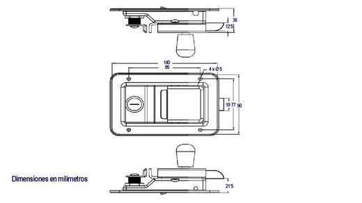 Recessed stainless lock with key with internal opening