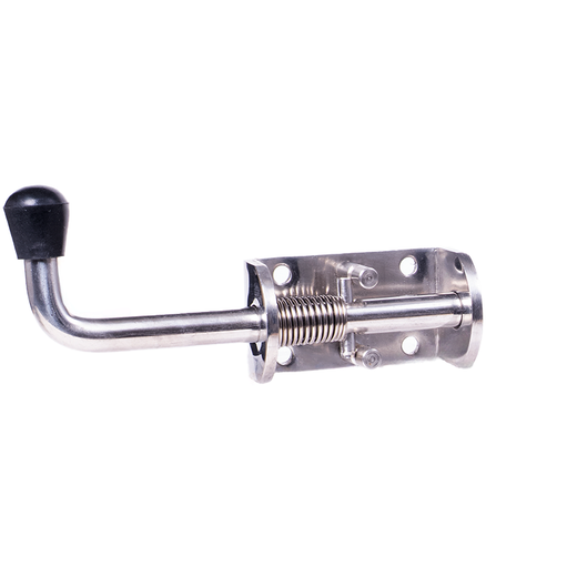 Spring-loaded handle closure with stainless steel safety lock