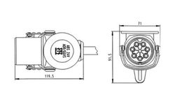 Plug socket 7 poles 24v ADR/ABS/EBS