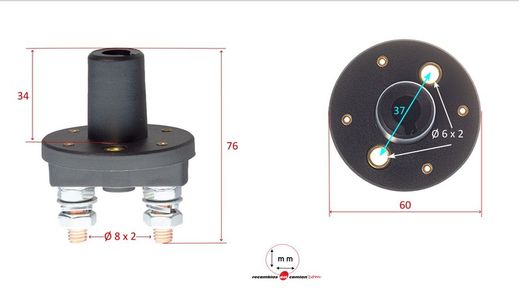 Seccionador monopolar 12/24V com chave extraível Nautica