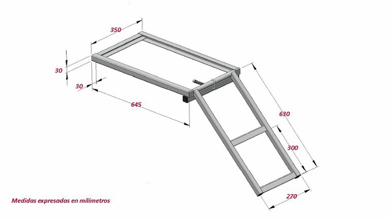 Escalera plegable extraíble bajo caja 2 peldaños 08E01068 —  Recambiosdelcamion