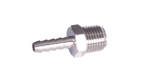 Bocal macho em latão niquelado 1/4 bico gás 6 mm