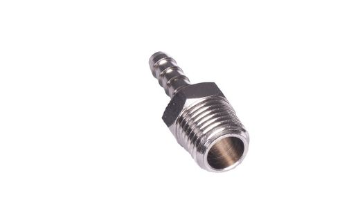 Bocal macho em latão niquelado 1/4 bico gás 6 mm