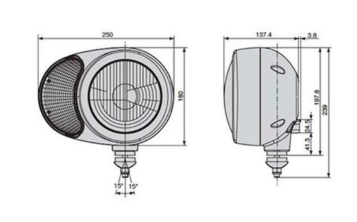 Faro stradale ovale alogeno e indicatore di direzione sinistro bianco COBO