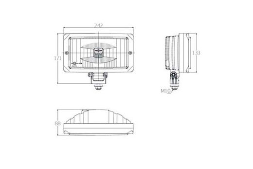 Rectangular long-range headlight with position light