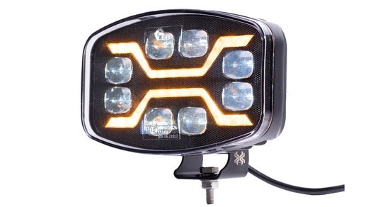 Long range LED headlight + position light + amber flash