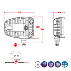 Farol direito 12/24 V totalmente em LED (lado do passageiro)