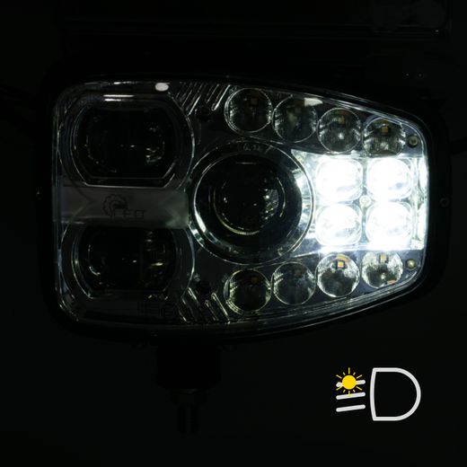 Farol esquerdo 12/24V totalmente em LED (lado do motorista)