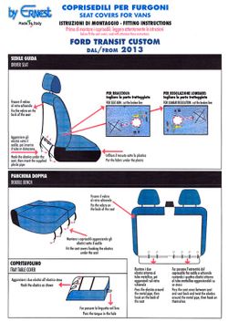 Fundas asientos delanteros furgonetas Ford Transit Custom desde 2013