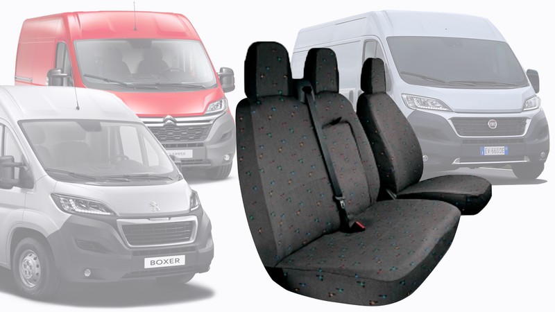 Fundas de asiento de furgoneta de alta resistencia, 2 + 1 asientos, se  adapta a la mayoría de los camiones, para Fiat Ducato 250, para ducato Van,  para mk6 transit, para Opel Antara [gris]