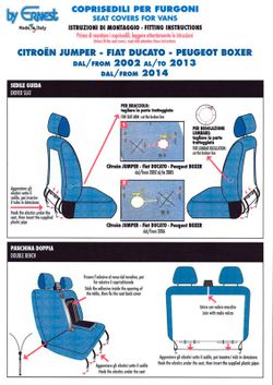 Fundas asientos delanteros furgonetas Jumper, Ducato, Boxer desde 2002 hasta 2014