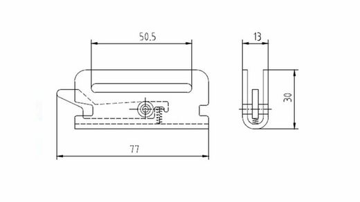 Terminal hook tie strap anchor for interior universal rail