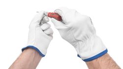 Luva de trabalho em couro granulado cinza natural tamanho 9 L