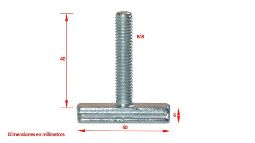 Sliding male fitting M8 aeronautical rail
