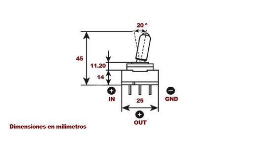 Interruptor de alavanca ON-OFF com led vermelho