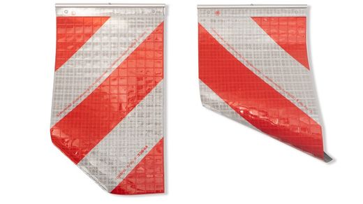 Set of banners left/right open tail lift warning