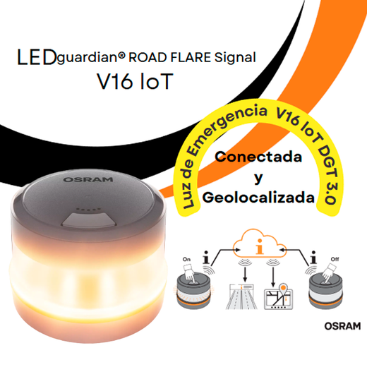 Luz de emergência conectada e geolocalizada Osram V16 IoT DGT 3.0