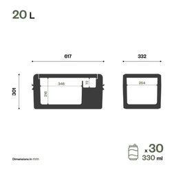 Nevera portátil de 20 litros, 12/24 VCC, 60 W