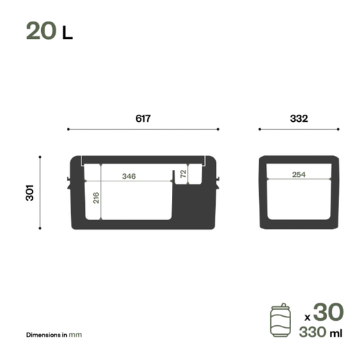 Nevera portátil de 20 litros, 12/24 VCC, 60 W