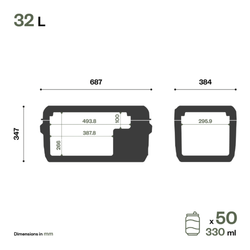 Nevera portátil de 32 litros, 12/24 VCC, 60 W ITB32