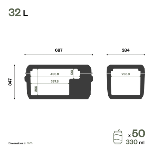 Nevera portátil de 32 litros, 12/24 VCC, 60 W ITB32
