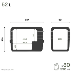 Nevera portátil de 52 litros, 12/24 VCC, 60 W