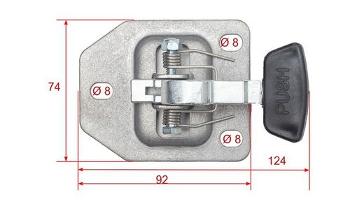 Riegelgriff zum Öffnen der hinteren Tür mit Treibstange