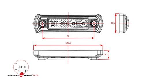 Posizione fari 4 LED bianchi LD675