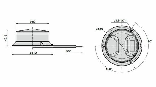 Lampeggiante LED ambra ultrapiatto R65