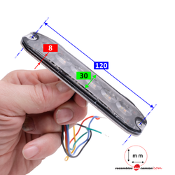 Luz intermitente de dupla função, 6 LEDs âmbar/6 LEDs brancos, 12/24 V