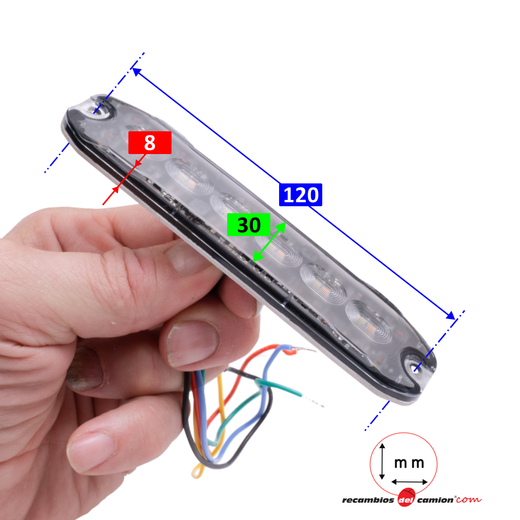 Luz intermitente de dupla função, 6 LEDs âmbar/6 LEDs brancos, 12/24 V