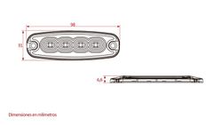 Bernsteinfarbenes Blinklicht mit hoher Intensität 4 Led bernsteinfarben schlank Homologiert R10 ECE R65